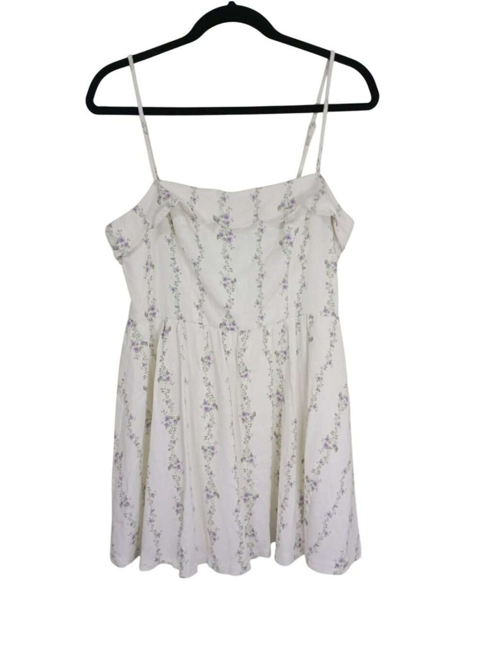 Trixxi Floral Print Sleeveless Dress Size XL White Lavender Empire Linen Blend